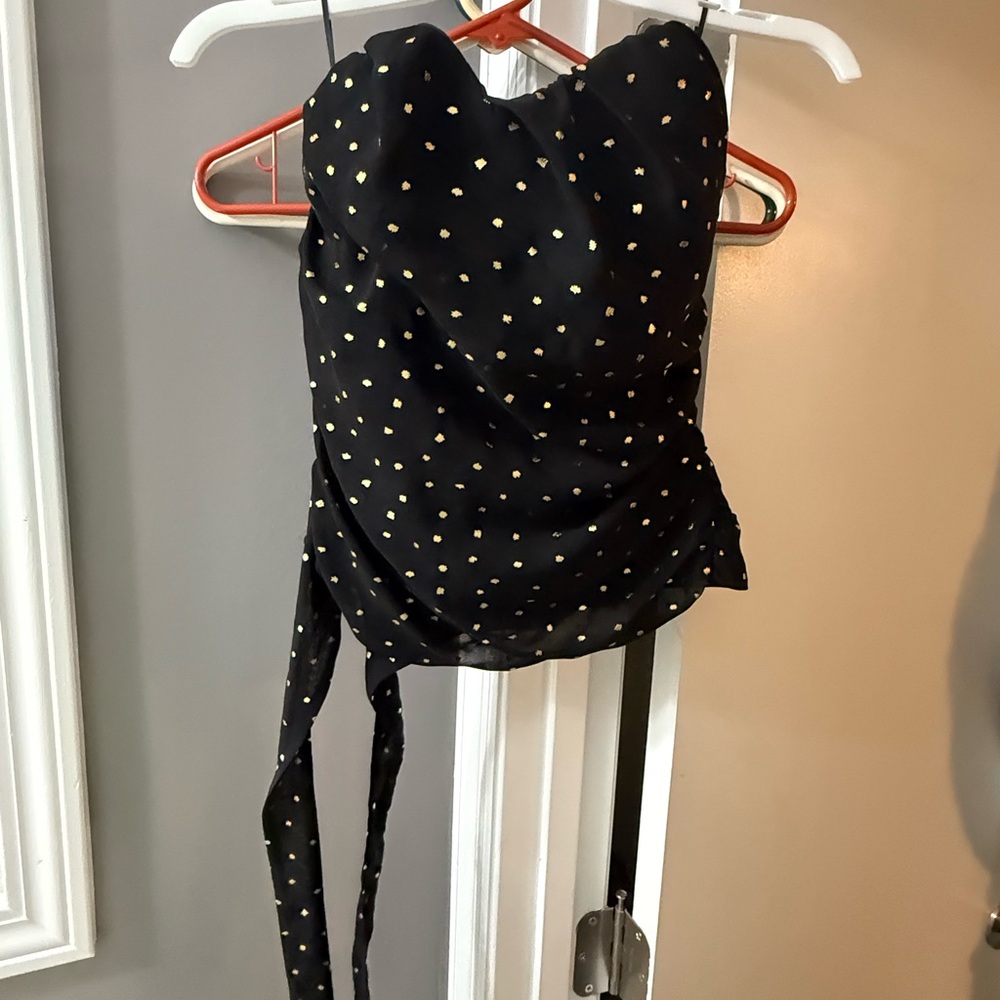 Express Black and Gold Dot Crop Top